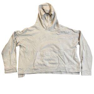 FLX Womans Cropped Hooded Sweatshirt XL Beige 96% Cotton 4% Spandex Pullover